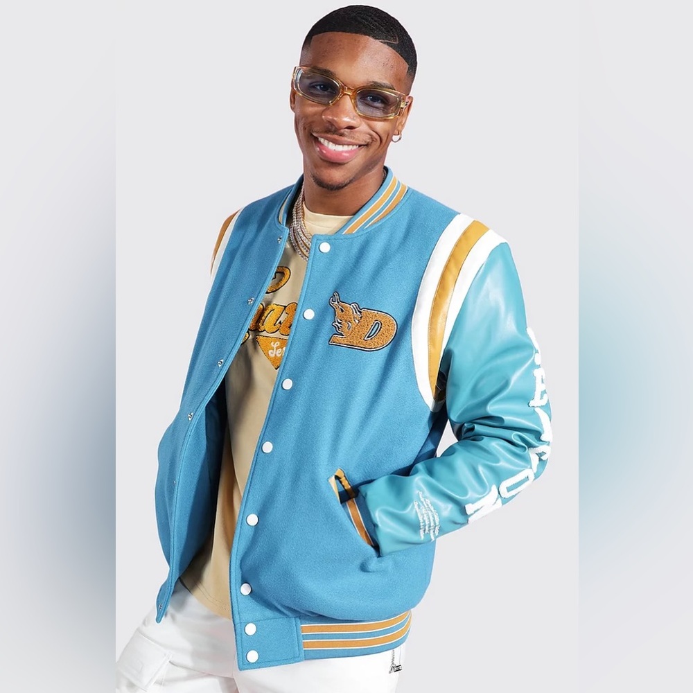 - BOOHOO MAN SPORTS VARSITY BOMBER JACKET